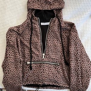 Danielle Guizio Leopard Windbreaker Zip Jacket